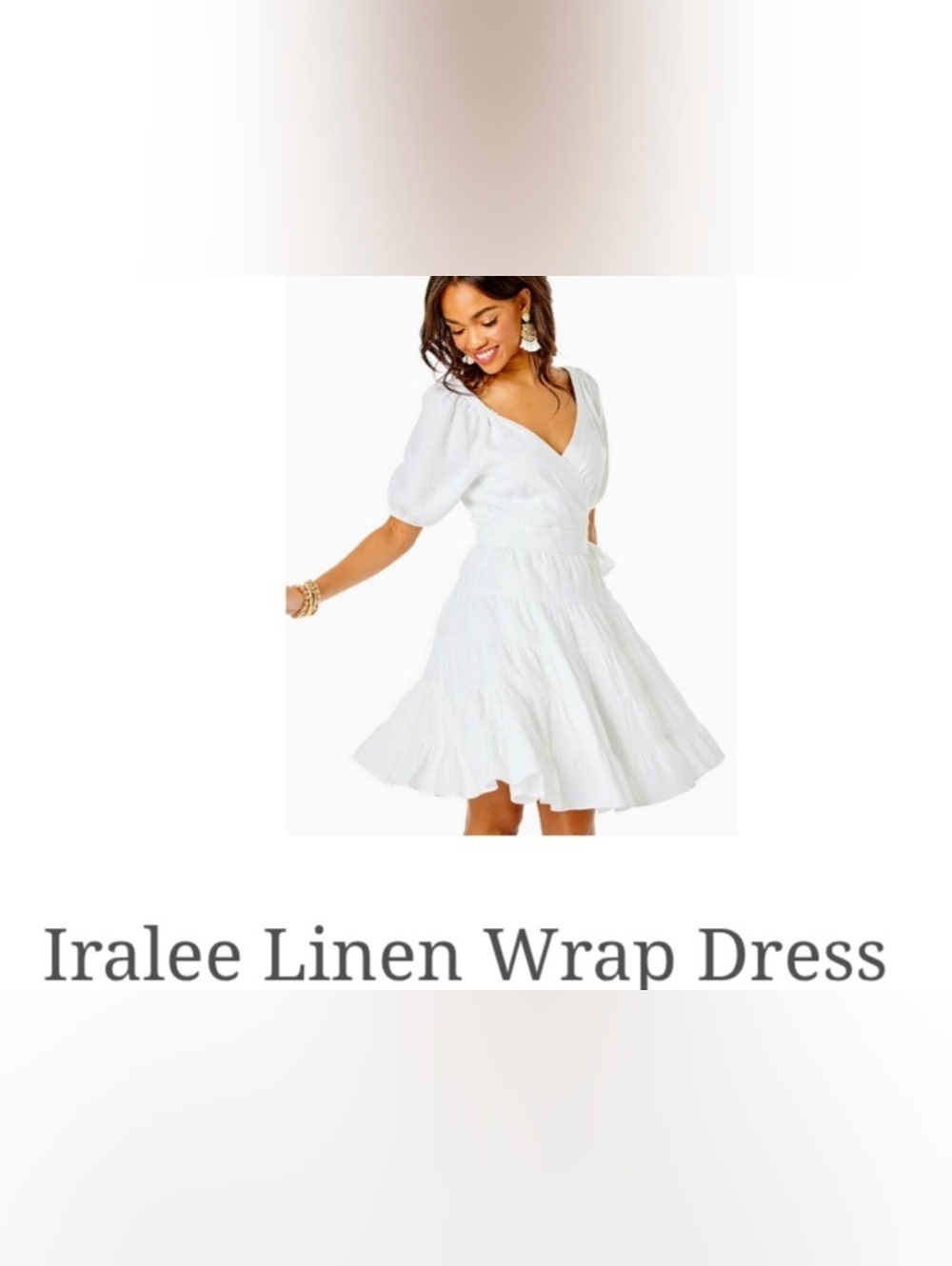 Lilly Pulitzer White Puff-Sleeve Wrap Mini Dress